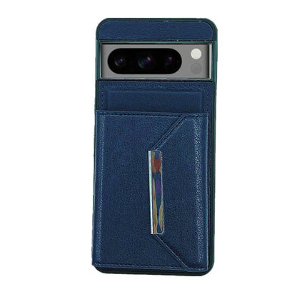 For Google Pixel 9 Pro XL Solid Color Metal Buckle Card Slots Bag Phone Case(Blue) - Google Cases by PMC Jewellery | Online Shopping South Africa | PMC Jewellery | Buy Now Pay Later Mobicred