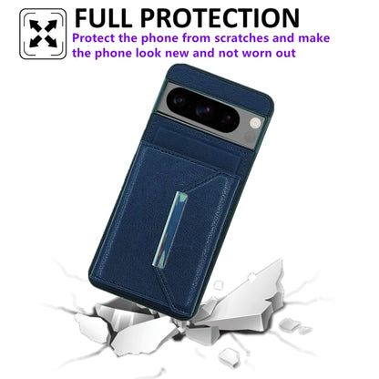 For Google Pixel 9 Pro XL Solid Color Metal Buckle Card Slots Bag Phone Case(Blue) - Google Cases by PMC Jewellery | Online Shopping South Africa | PMC Jewellery | Buy Now Pay Later Mobicred