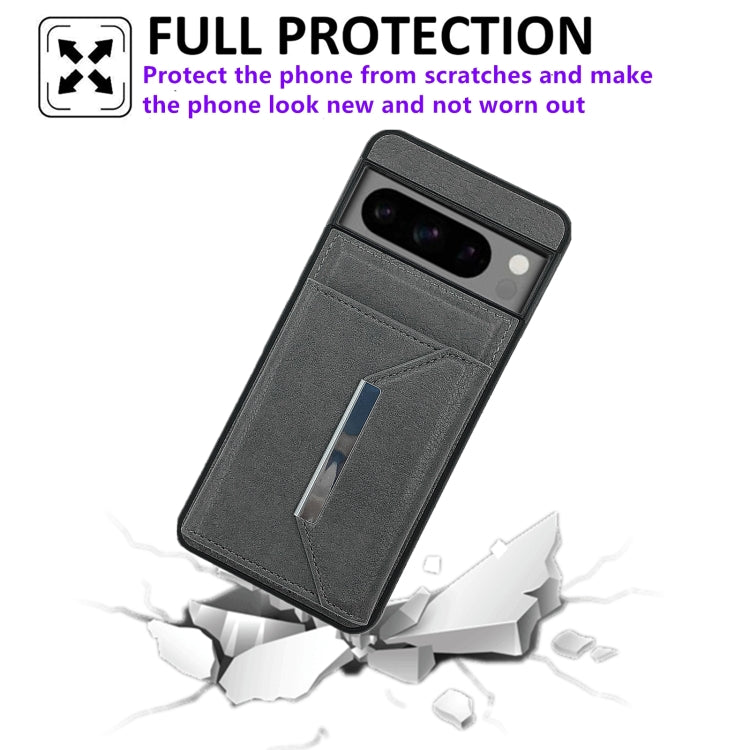 For Google Pixel 9 Pro XL Solid Color Metal Buckle Card Slots Bag Phone Case(Grey) - Google Cases by PMC TechLife | Online Shopping South Africa | PMC TechLife | Buy Now Pay Later Mobicred
