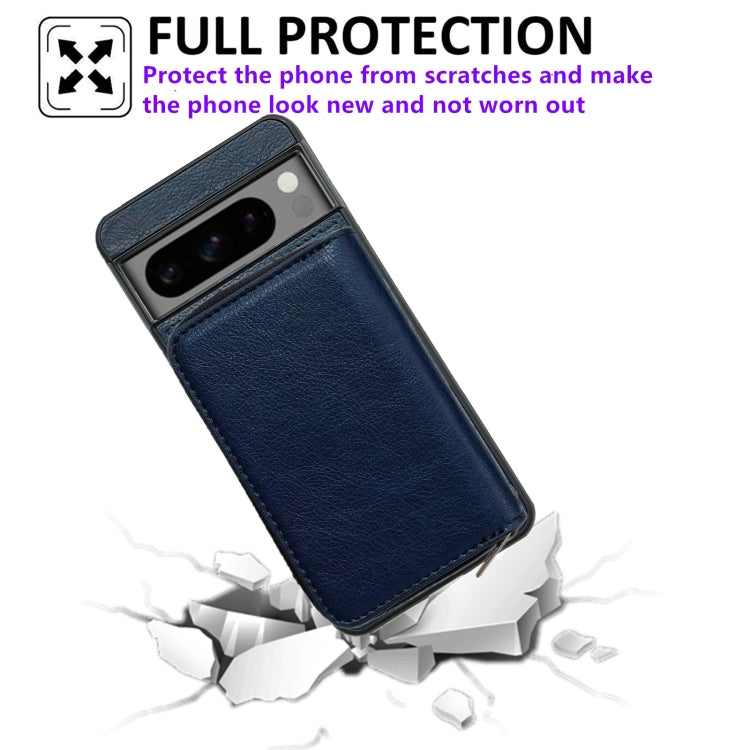 For Google Pixel 8 Pro Solid Color Zipper 11-Card Slots Bag Phone Case with Lanyard(Blue) - Google Cases by PMC TechLife | Online Shopping South Africa | PMC TechLife | Buy Now Pay Later Mobicred