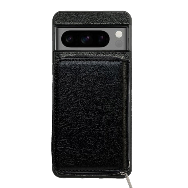 For Google Pixel 7a Solid Color Zipper 11-Card Slots Bag Phone Case with Lanyard(Black) - Google Cases by PMC TechLife | Online Shopping South Africa | PMC TechLife | Buy Now Pay Later Mobicred