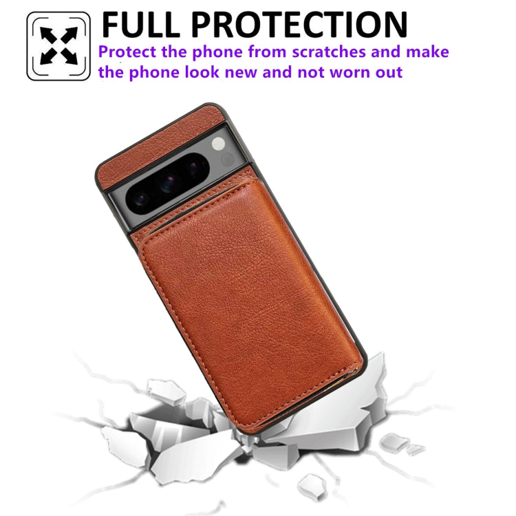 For Google Pixel 7a Solid Color Zipper 11-Card Slots Bag Phone Case with Lanyard(Brown) - Google Cases by PMC TechLife | Online Shopping South Africa | PMC TechLife | Buy Now Pay Later Mobicred