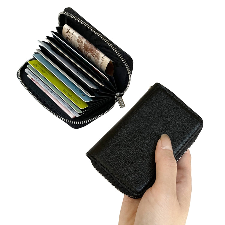 For iPhone 16 Plus Solid Color Zipper 11-Card Slots Bag Phone Case with Lanyard(Black) - iPhone 16 Plus Cases by PMC Jewellery | Online Shopping South Africa | PMC Jewellery | Buy Now Pay Later Mobicred