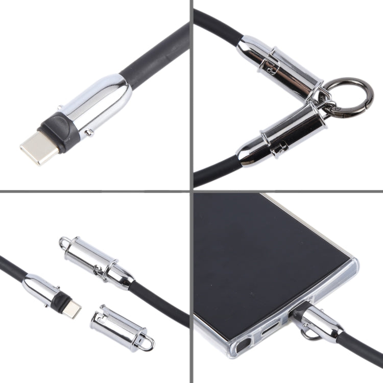 USB-C / Type-C to Type-C Data Cable Phone Anti-lost Short Lanyard, Length: 30cm(Black Silicone) - USB-C & Type-C Cable by PMc TechLife | Online Shopping South Africa | PMc TechLife | Buy Now Pay Later Mobicred