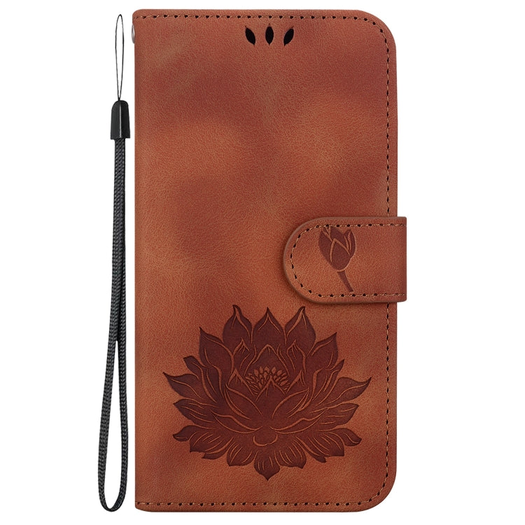 For iPhone SE 2024 Lotus Embossed Leather Phone Case(Brown) - More iPhone Cases by PMC Jewellery | Online Shopping South Africa | PMC Jewellery | Buy Now Pay Later Mobicred