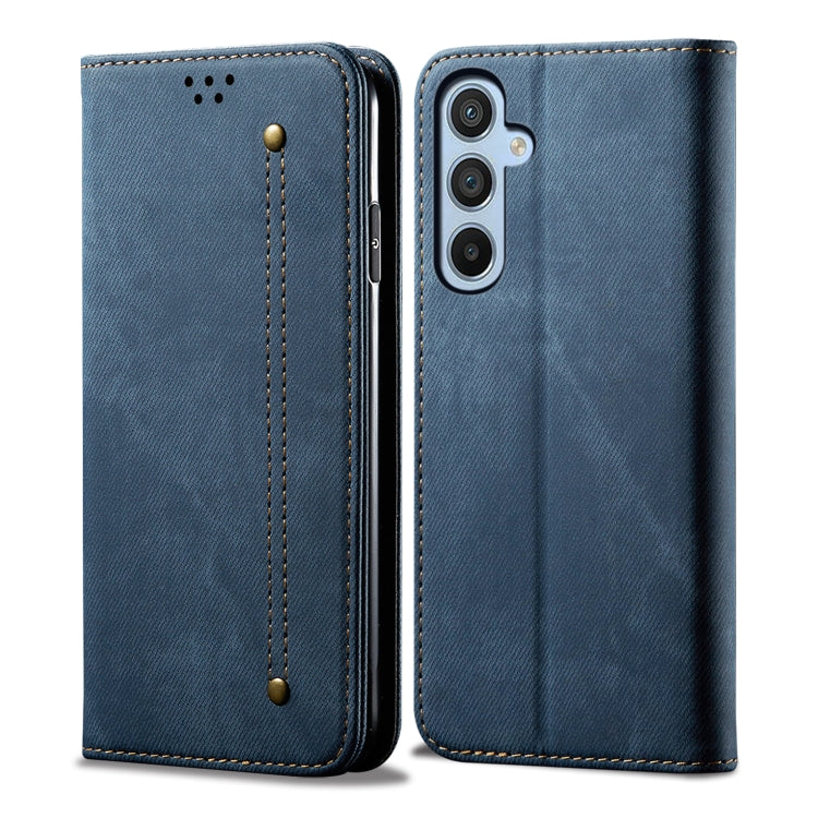 For Samsung Galaxy S25 5G Denim Texture Casual Style Horizontal Flip Leather Case(Blue) - Galaxy S25 5G Cases by PMC Jewellery | Online Shopping South Africa | PMC Jewellery | Buy Now Pay Later Mobicred