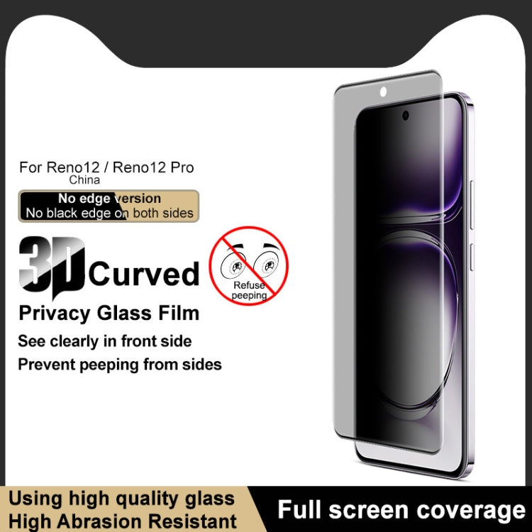 For OPPO Reno12 Pro Global imak 3D Curved Privacy Full Screen Tempered Glass Film - Reno12 Pro Tempered Glass by imak | Online Shopping South Africa | PMC Jewellery | Buy Now Pay Later Mobicred