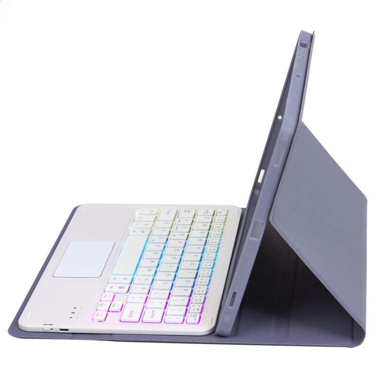 For iPad Air 11 2024 / Air 5 10.9 A098B-AS Detachable Ultra-Thin Backlit Bluetooth Touch Keyboard Leather Tablet Case with Pen Slot(Purple) - For iPad Air by PMC Jewellery | Online Shopping South Africa | PMC Jewellery | Buy Now Pay Later Mobicred