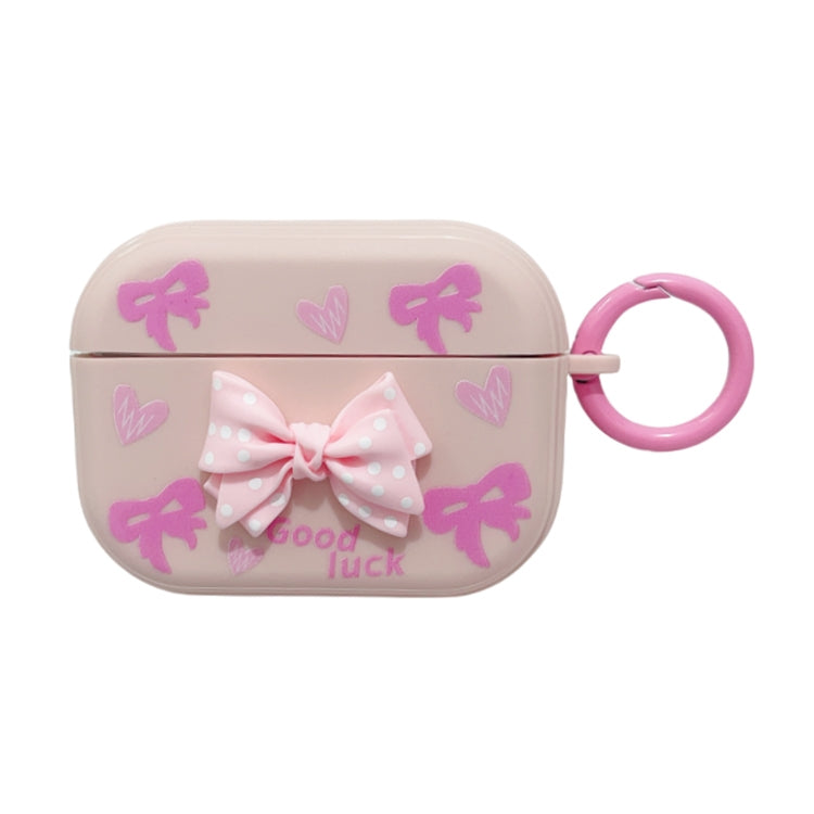 For AirPods Pro 3D Dot Bowknot Bluetooth Earphone Protective Case(Pink) - For AirPods Pro by PMC Jewellery | Online Shopping South Africa | PMC Jewellery | Buy Now Pay Later Mobicred