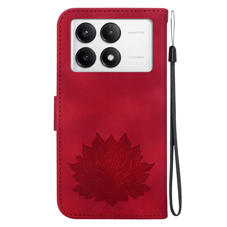 For Redmi K70 / K70 Pro Lotus Embossed Leather Phone Case(Red) - K70 Cases by PMC Jewellery | Online Shopping South Africa | PMC Jewellery | Buy Now Pay Later Mobicred