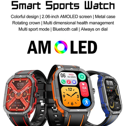 LEMFO HK56 2.06 inch BT5.3 IP68 Sport Smart Watch, Support Bluetooth Call / Message Notification / Heart Rate / Blood Pressure Health Monitor(Red) - Smart Watches by LEMFO | Online Shopping South Africa | PMC Jewellery | Buy Now Pay Later Mobicred