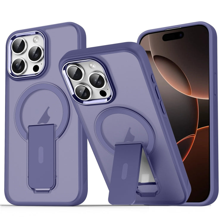 For iPhone 16 Pro Max Acrylic Hybrid TPU MagSafe Holder Phone Case(Dark Night Purple) - iPhone 16 Pro Max Cases by PMC Jewellery | Online Shopping South Africa | PMC Jewellery | Buy Now Pay Later Mobicred