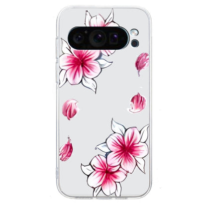 For Google Pixel 9 Colored Drawing Pattern Transparent TPU Phone Case(Sakura) - Google Cases by PMC Jewellery | Online Shopping South Africa | PMC Jewellery | Buy Now Pay Later Mobicred