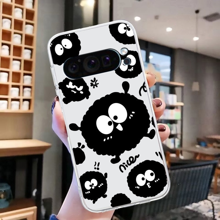For Google Pixel 9 Colored Drawing Pattern Transparent TPU Phone Case(Black Eye) - Google Cases by PMC TechLife | Online Shopping South Africa | PMC TechLife | Buy Now Pay Later Mobicred