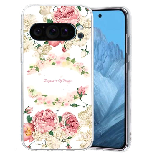 For Google Pixel 9 Pro Colored Drawing Pattern Transparent TPU Phone Case(Rose) - Google Cases by PMC Jewellery | Online Shopping South Africa | PMC Jewellery | Buy Now Pay Later Mobicred