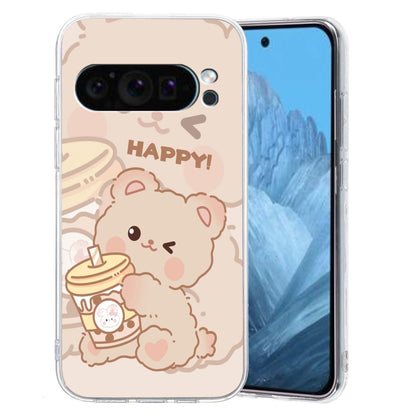 For Google Pixel 9 Pro Colored Drawing Pattern Transparent TPU Phone Case(Bear) - Google Cases by PMC Jewellery | Online Shopping South Africa | PMC Jewellery | Buy Now Pay Later Mobicred