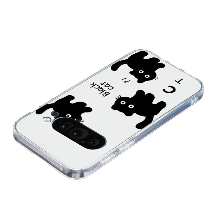 For Google Pixel 9 Pro Colored Drawing Pattern Transparent TPU Phone Case(Black Cat) - Google Cases by PMC TechLife | Online Shopping South Africa | PMC TechLife | Buy Now Pay Later Mobicred