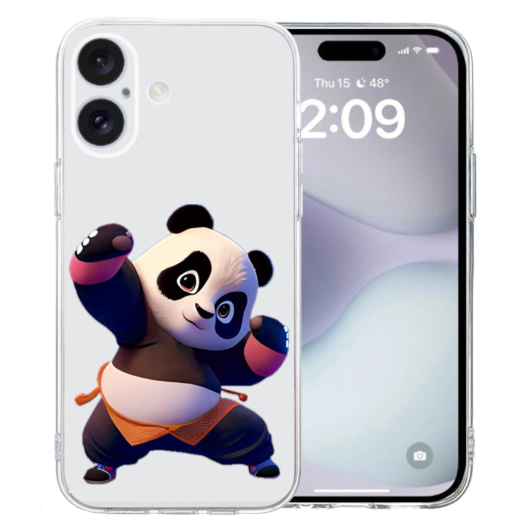 For iPhone 16 Colored Drawing Pattern Transparent TPU Phone Case(Panda) - iPhone 16 Cases by PMC TechLife | Online Shopping South Africa | PMC TechLife | Buy Now Pay Later Mobicred