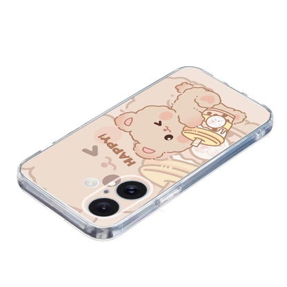 For iPhone 16 Plus Colored Drawing Pattern Transparent TPU Phone Case(Bear) - iPhone 16 Plus Cases by PMC Jewellery | Online Shopping South Africa | PMC Jewellery | Buy Now Pay Later Mobicred