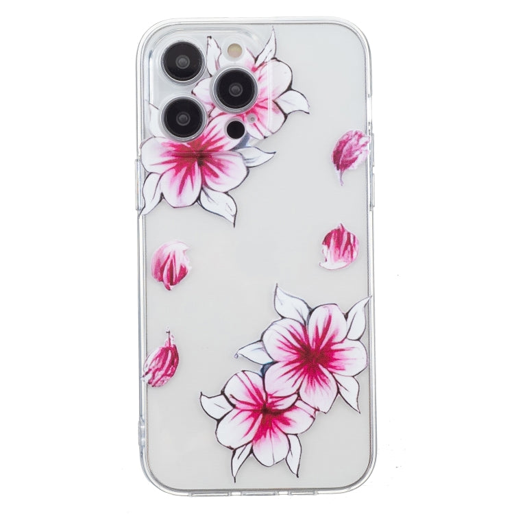 For iPhone 16 Pro Max Colored Drawing Pattern Transparent TPU Phone Case(Sakura) - iPhone 16 Pro Max Cases by PMC TechLife | Online Shopping South Africa | PMC TechLife | Buy Now Pay Later Mobicred