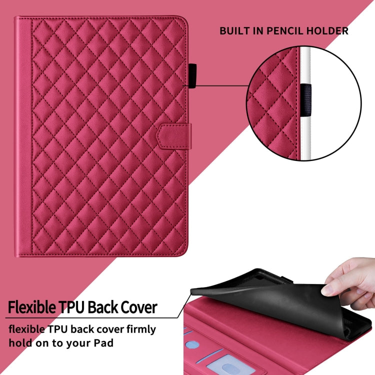 For Lenovo Tab M11 / Xiaoxin Pad 11 2024 Rhombus Lattice Leather Tablet Case(Red) - Lenovo by PMC Jewellery | Online Shopping South Africa | PMC Jewellery | Buy Now Pay Later Mobicred