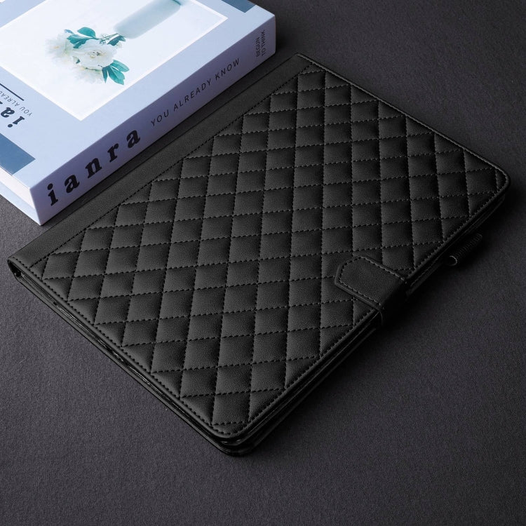 For Amazon Kindle Fire HD10 2023 Rhombus Lattice Leather Tablet Case(Black) - Amazon by PMC TechLife | Online Shopping South Africa | PMC TechLife | Buy Now Pay Later Mobicred