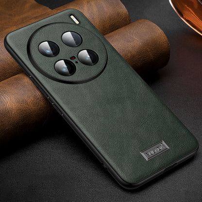 For vivo X100 Ultra SULADA Shockproof TPU + Handmade Leather Phone Case(Green) - vivo Cases by SULADA | Online Shopping South Africa | PMC Jewellery | Buy Now Pay Later Mobicred