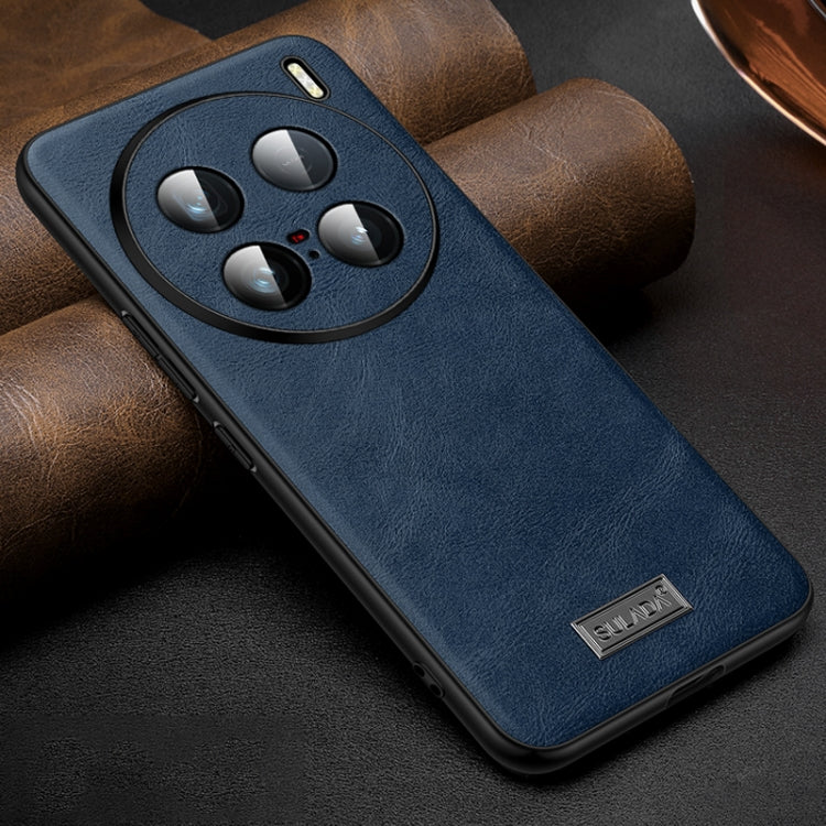 For vivo X100 Ultra SULADA Shockproof TPU + Handmade Leather Phone Case(Blue) - vivo Cases by SULADA | Online Shopping South Africa | PMC Jewellery | Buy Now Pay Later Mobicred