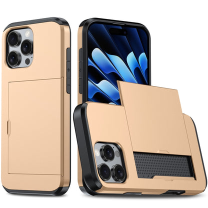 For iPhone 16 Pro Shockproof Armor Phone Case with Card Slot(Gold) - iPhone 16 Pro Cases by PMC Jewellery | Online Shopping South Africa | PMC Jewellery | Buy Now Pay Later Mobicred