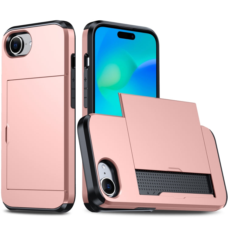 For iPhone SE 2024 Shockproof Armor Phone Case with Card Slot(Rose Gold) - More iPhone Cases by PMC Jewellery | Online Shopping South Africa | PMC Jewellery | Buy Now Pay Later Mobicred