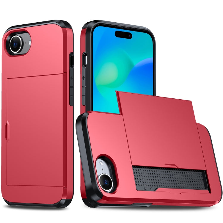 For iPhone SE 2024 Shockproof Armor Phone Case with Card Slot(Red) - More iPhone Cases by PMC Jewellery | Online Shopping South Africa | PMC Jewellery | Buy Now Pay Later Mobicred