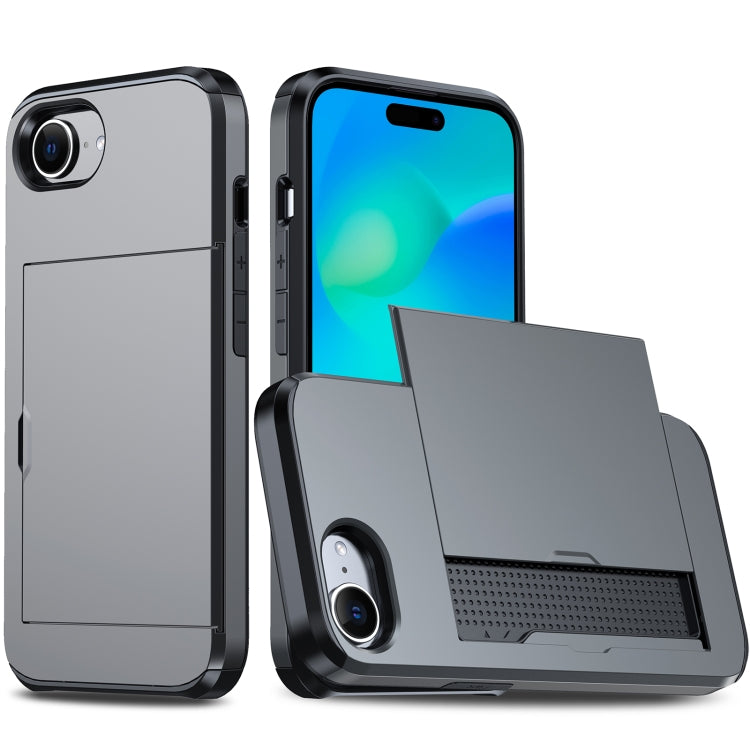 For iPhone SE 2024 Shockproof Armor Phone Case with Card Slot(Grey) - More iPhone Cases by PMC Jewellery | Online Shopping South Africa | PMC Jewellery | Buy Now Pay Later Mobicred