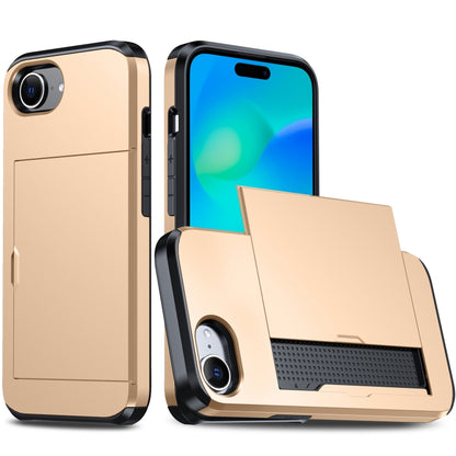 For iPhone SE 2024 Shockproof Armor Phone Case with Card Slot(Gold) - More iPhone Cases by PMC Jewellery | Online Shopping South Africa | PMC Jewellery | Buy Now Pay Later Mobicred