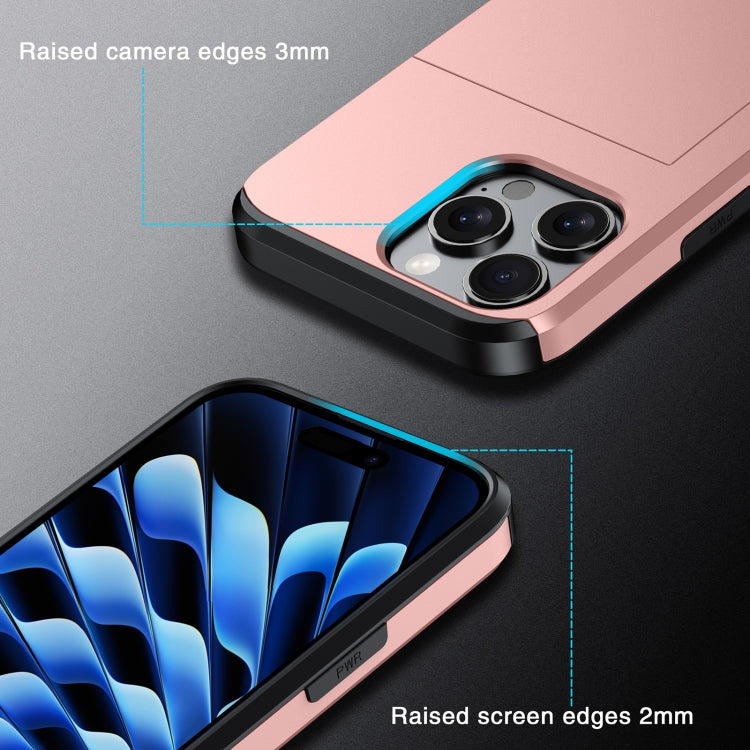 For iPhone 16 Shockproof Armor Phone Case with Card Slot(Rose Gold) - iPhone 16 Cases by PMC TechLife | Online Shopping South Africa | PMC TechLife | Buy Now Pay Later Mobicred