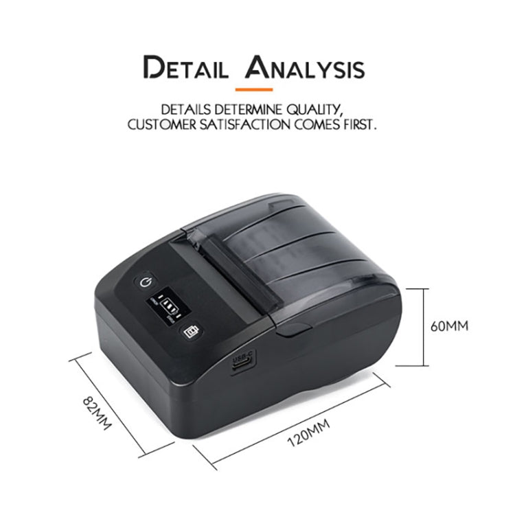 BT-581 58mm USB-C/Type-C + Bluetooth Portable Thermal Printer(EU Plug) - Printer by PMC Jewellery | Online Shopping South Africa | PMC Jewellery | Buy Now Pay Later Mobicred