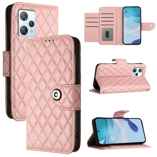 For Blackview A53 Rhombic Texture Flip Leather Phone Case with Lanyard(Coral Pink) - More Brand by PMC Jewellery | Online Shopping South Africa | PMC Jewellery | Buy Now Pay Later Mobicred