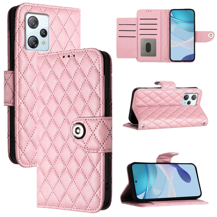 For Blackview A53 Rhombic Texture Flip Leather Phone Case with Lanyard(Pink) - More Brand by PMC TechLife | Online Shopping South Africa | PMC TechLife | Buy Now Pay Later Mobicred