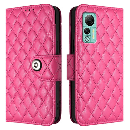 For Ulefone Note 14 Rhombic Texture Flip Leather Phone Case with Lanyard(Rose Red) - Ulefone Cases by PMC Jewellery | Online Shopping South Africa | PMC Jewellery | Buy Now Pay Later Mobicred