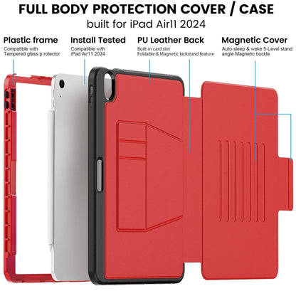 For iPad Air 11 2024 Smart B Magnetic Holder Leather Tablet Case(Red) - iPad Air 11 2024 Cases by PMC Jewellery | Online Shopping South Africa | PMC Jewellery | Buy Now Pay Later Mobicred