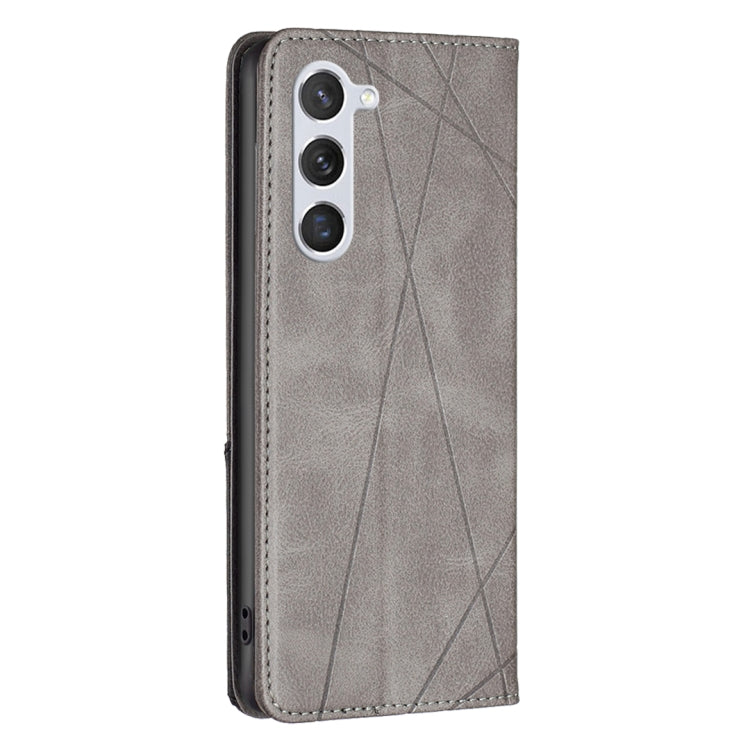 For Samsung Galaxy S25 5G Rhombus Texture Magnetic Leather Phone Case(Grey) - Galaxy S25 5G Cases by PMC Jewellery | Online Shopping South Africa | PMC Jewellery | Buy Now Pay Later Mobicred