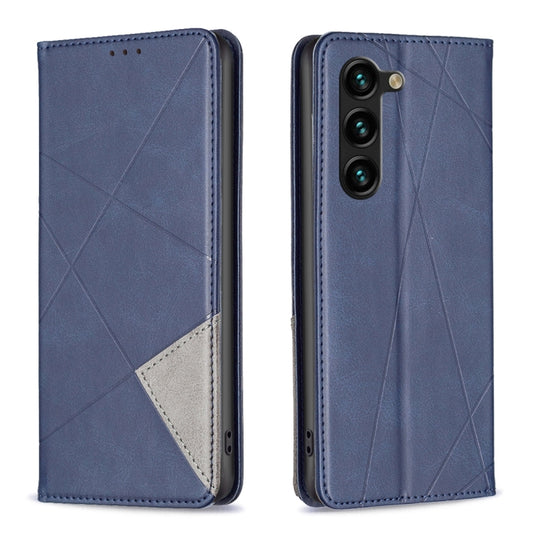 For Samsung Galaxy S25+ 5G Rhombus Texture Magnetic Leather Phone Case(Blue) - Galaxy S25+ 5G Cases by PMC Jewellery | Online Shopping South Africa | PMC Jewellery | Buy Now Pay Later Mobicred