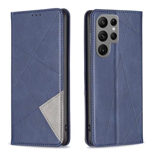 For Samsung Galaxy S25 Ultra 5G Rhombus Texture Magnetic Leather Phone Case(Blue) - Galaxy S25 Ultra 5G Cases by PMC Jewellery | Online Shopping South Africa | PMC Jewellery | Buy Now Pay Later Mobicred