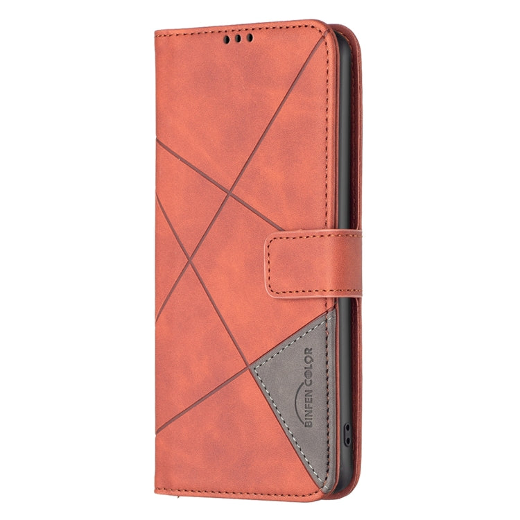 For Samsung Galaxy S25+ 5G Magnetic Buckle Rhombus Texture Leather Phone Case(Brown) - Galaxy S25+ 5G Cases by PMC Jewellery | Online Shopping South Africa | PMC Jewellery | Buy Now Pay Later Mobicred