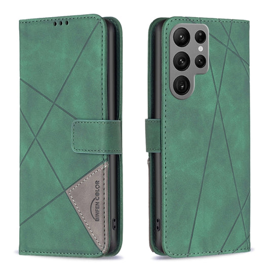 For Samsung Galaxy S25 Ultra 5G Magnetic Buckle Rhombus Texture Leather Phone Case(Green) - Galaxy S25 Ultra 5G Cases by PMC Jewellery | Online Shopping South Africa | PMC Jewellery | Buy Now Pay Later Mobicred