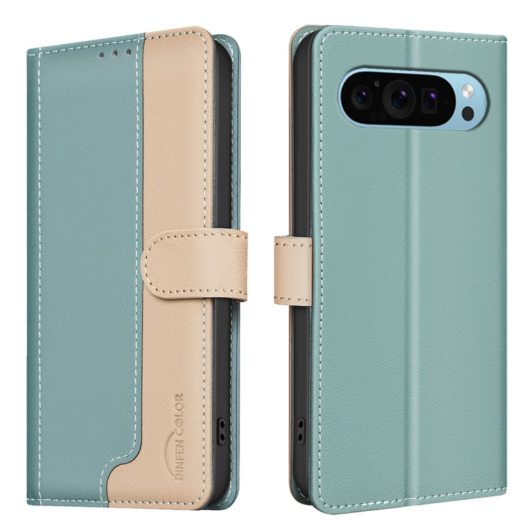 For Google Pixel 9 Color Matching RFID Anti-theft Leather Phone Case(Green) - Google Cases by PMC Jewellery | Online Shopping South Africa | PMC Jewellery | Buy Now Pay Later Mobicred