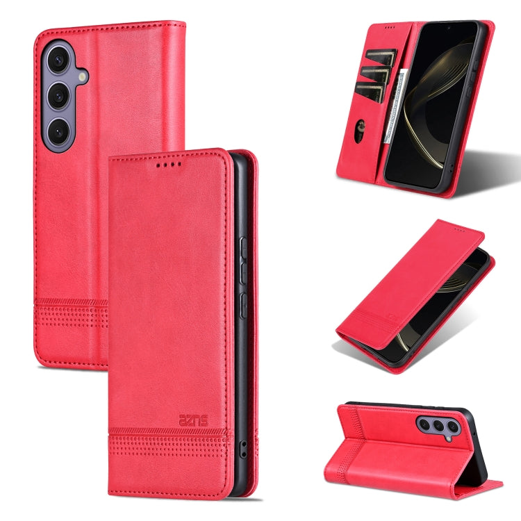 For Samsung Galaxy S25 5G AZNS Magnetic Calf Texture Flip Leather Phone Case(Red) - Galaxy S25 5G Cases by AZNS | Online Shopping South Africa | PMC Jewellery | Buy Now Pay Later Mobicred