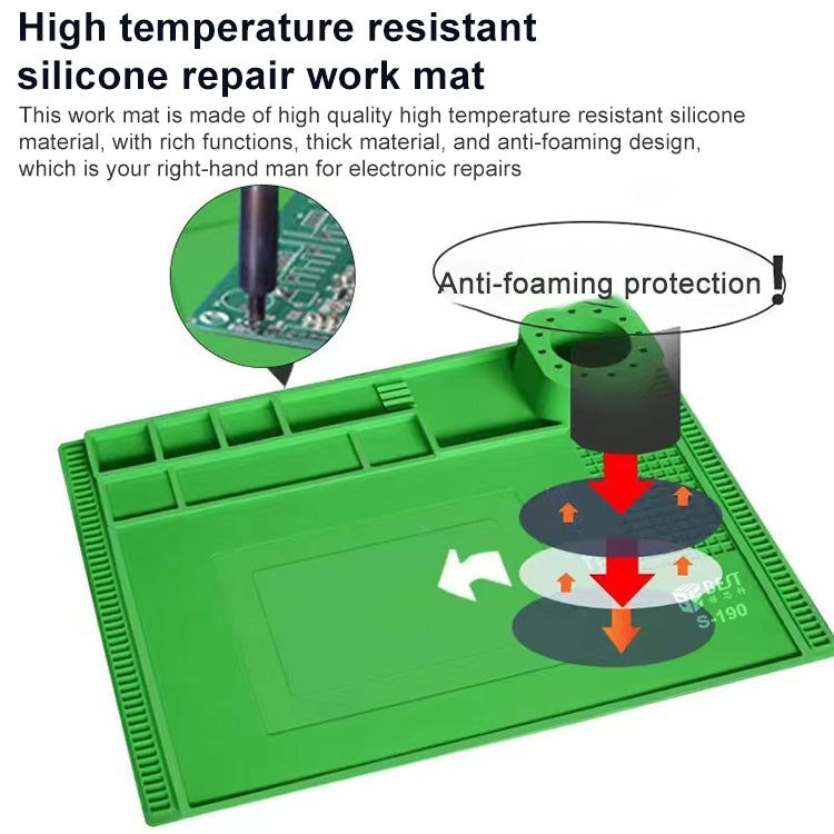 BEST S-190 High-temperature Resistant Silicone Pad Workbench Pad(Grey) - Working Mat by BEST | Online Shopping South Africa | PMC TechLife | Buy Now Pay Later Mobicred