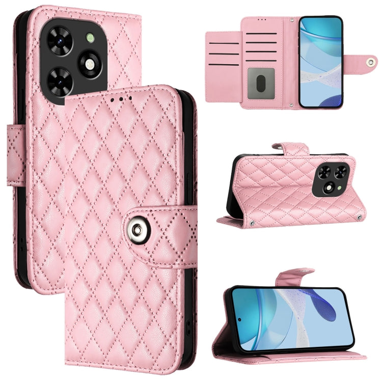 For Tecno Spark GO 2024 / Spark 20C Rhombic Texture Flip Leather Phone Case with Lanyard(Pink) - Tecno Cases by PMC Jewellery | Online Shopping South Africa | PMC Jewellery | Buy Now Pay Later Mobicred