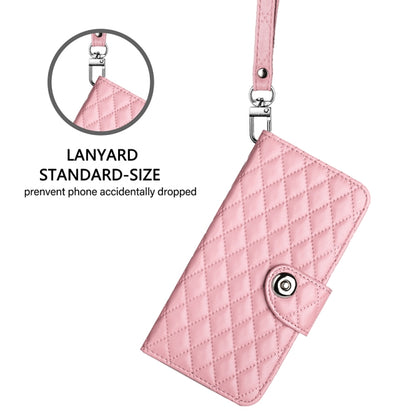 For Tecno Spark GO 2024 / Spark 20C Rhombic Texture Flip Leather Phone Case with Lanyard(Pink) - Tecno Cases by PMC Jewellery | Online Shopping South Africa | PMC Jewellery | Buy Now Pay Later Mobicred