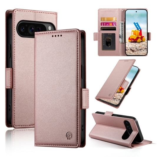 For Google Pixel 9 Pro Side Buckle Magnetic Frosted Leather Phone Case(Rose Gold) - Google Cases by PMC Jewellery | Online Shopping South Africa | PMC Jewellery | Buy Now Pay Later Mobicred